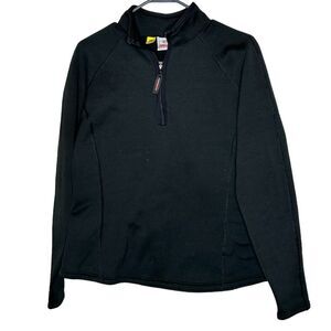 Obermeyer 75 lightweight stretch pullover 14/ zip polartech fleece black fit S